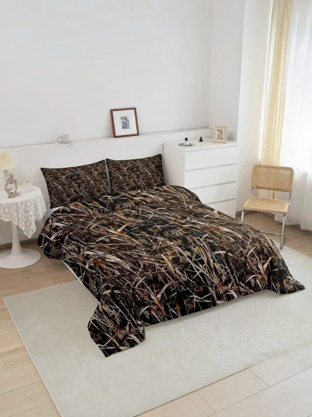 Camouflage Bedding Set King Size Comforter Set Marsh Duck Grass Camo